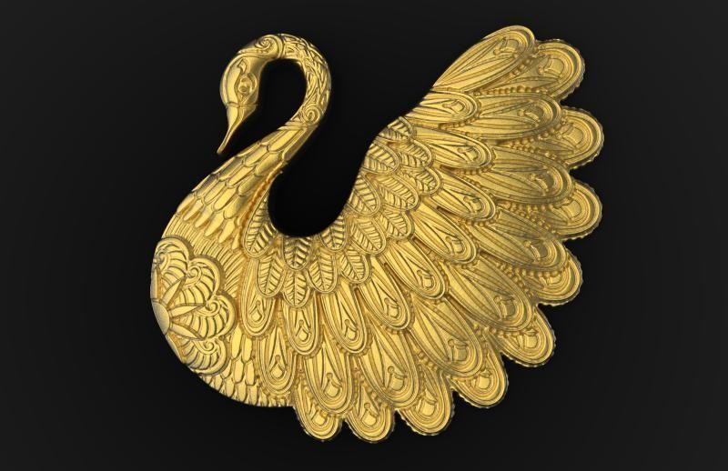 swan pendant  3D print model_6