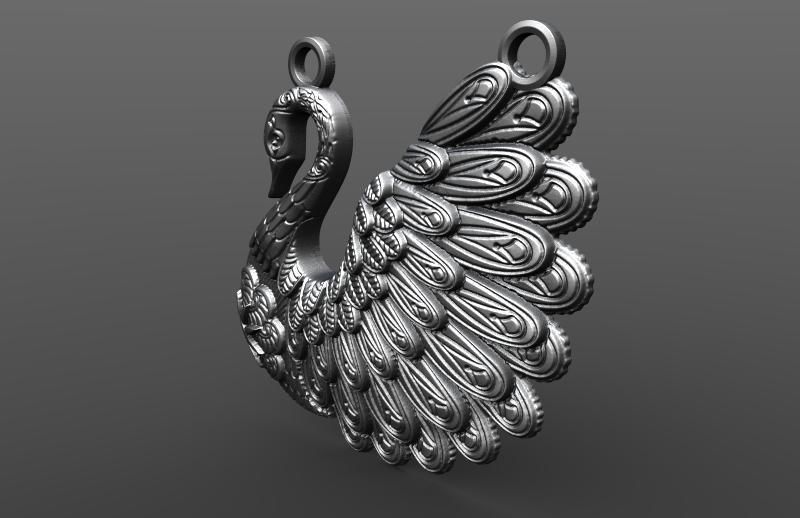 swan pendant  3D print model_2