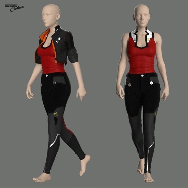 Sci-Fi Jacket with Pants - 52 Marvelous Designer and Clo3D 3D model_1