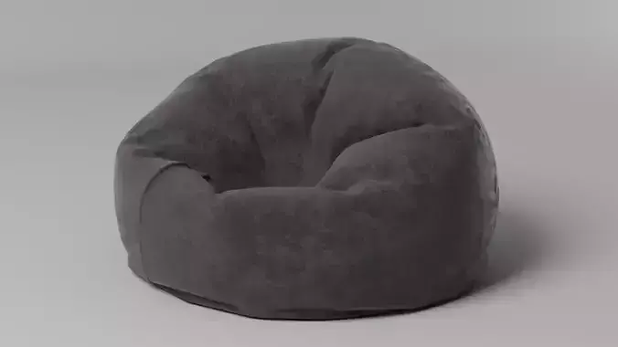 Grey Velvet Bean Bag Free 3D model