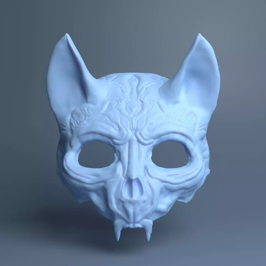 Cat Skull Scary Mask 3D print model_0
