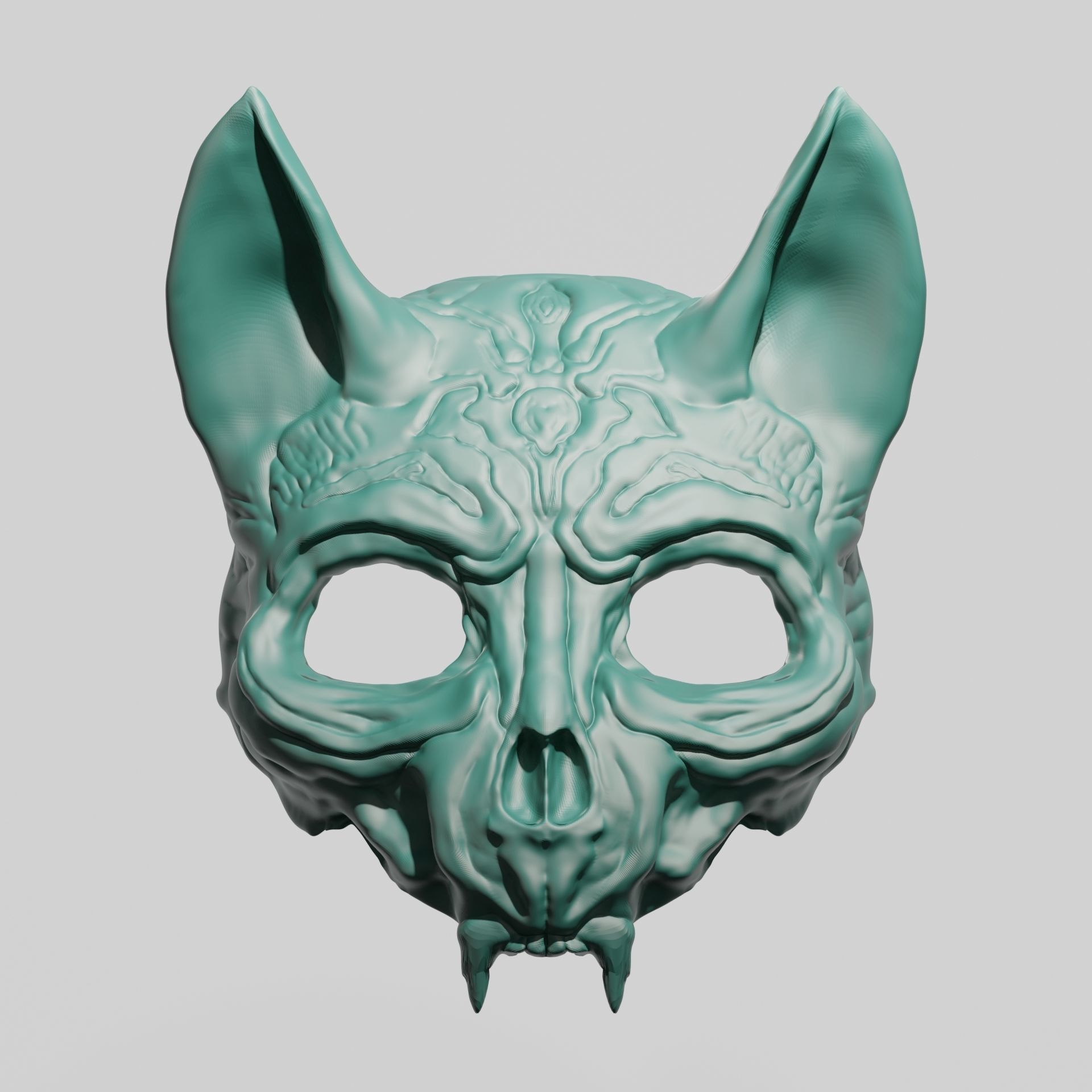 Cat Skull Scary Mask 3D print model_4