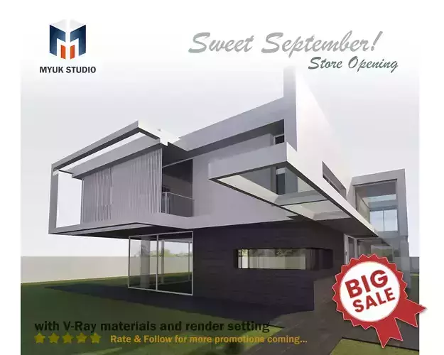 Exterior scene modern single house design in contemporary style