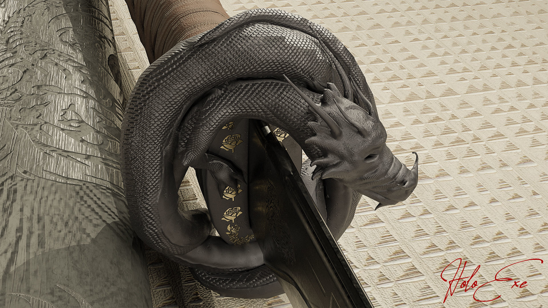 Katana Shinji Dragon Edition Low-poly 3D model_5