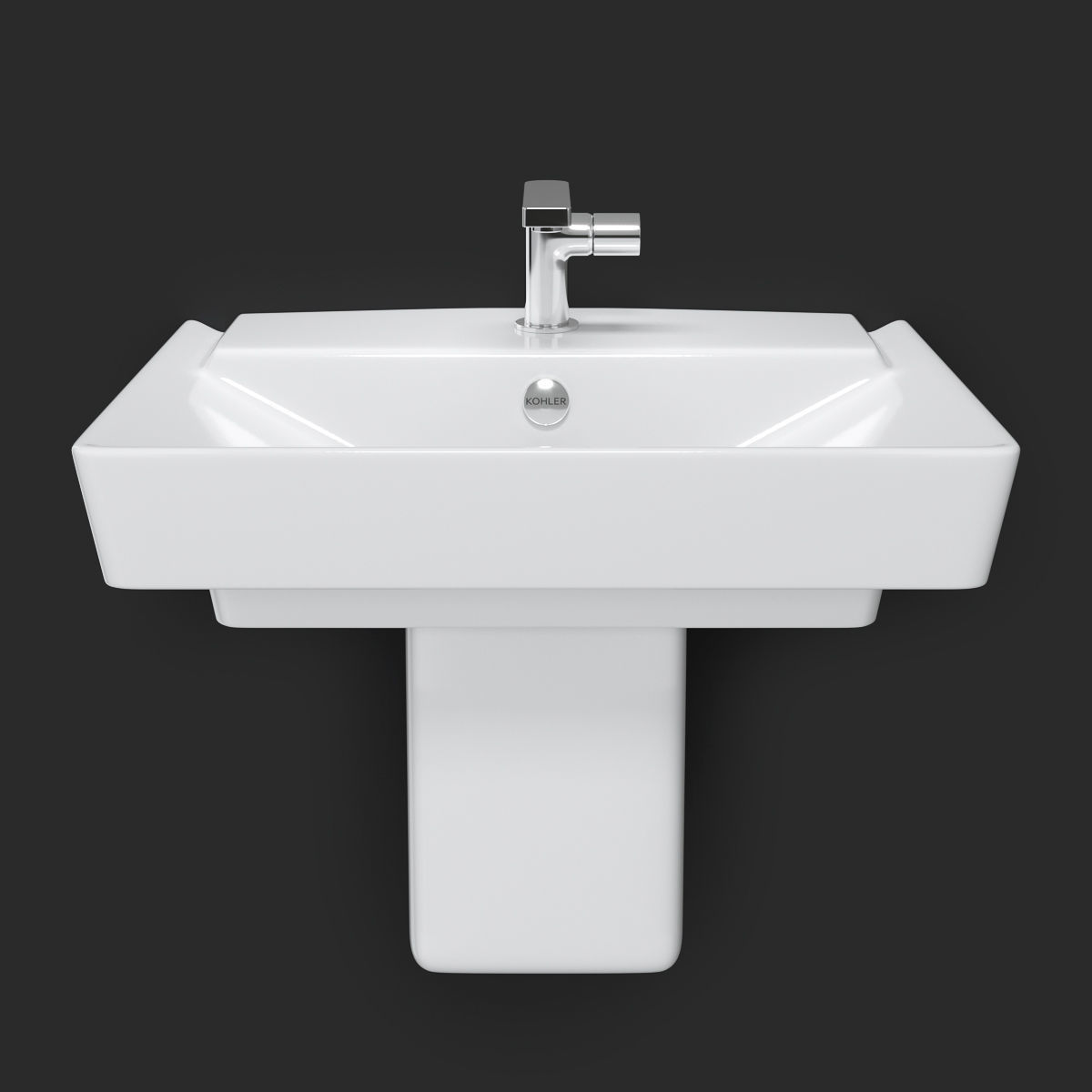 Wall-mount Bathroom Sink REVE 3D model_1