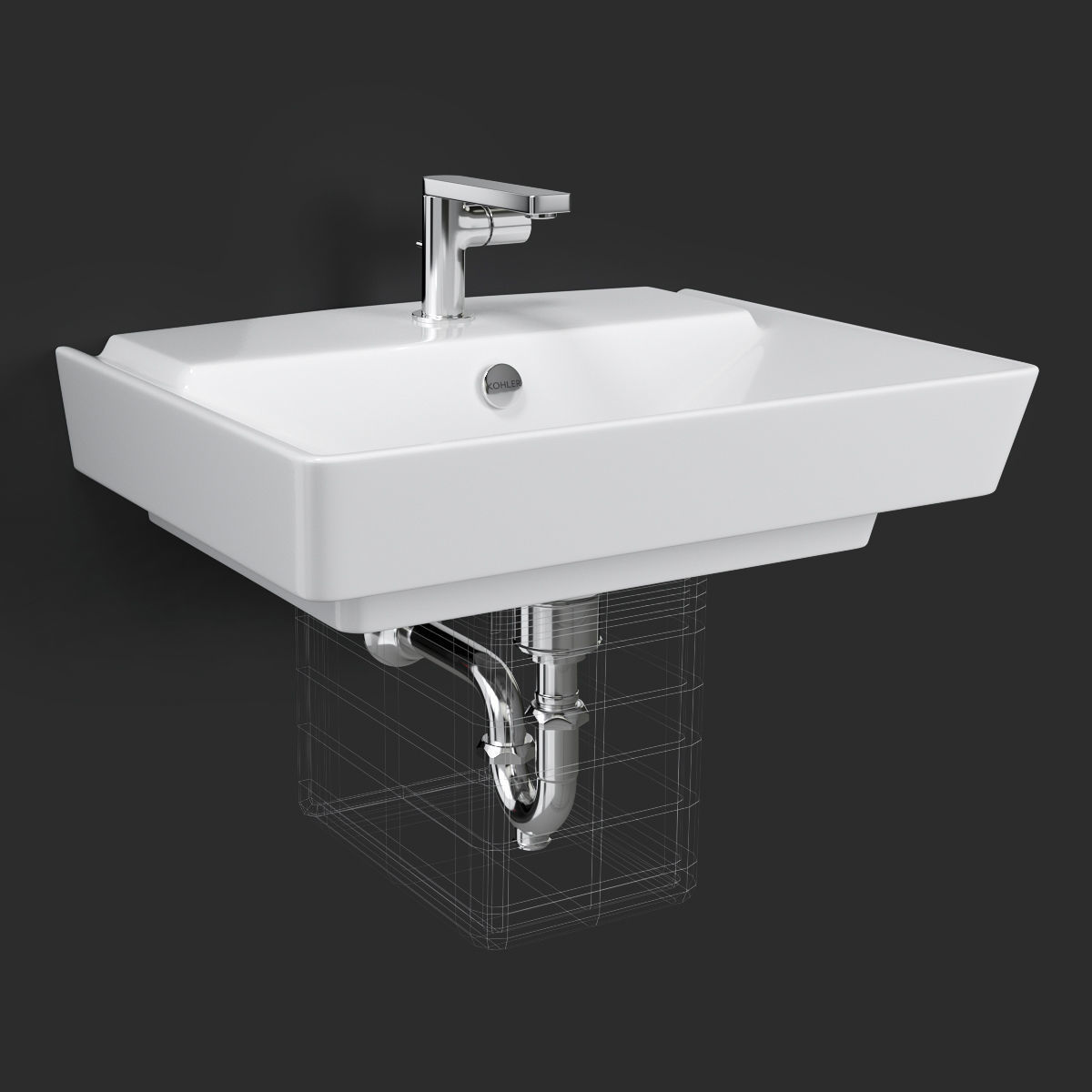 Wall-mount Bathroom Sink REVE 3D model_4
