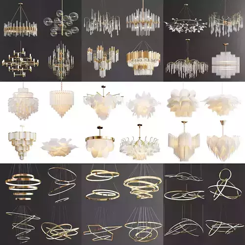 Chandelier Collection 001 High Quality 36 type lighting set 3D model
