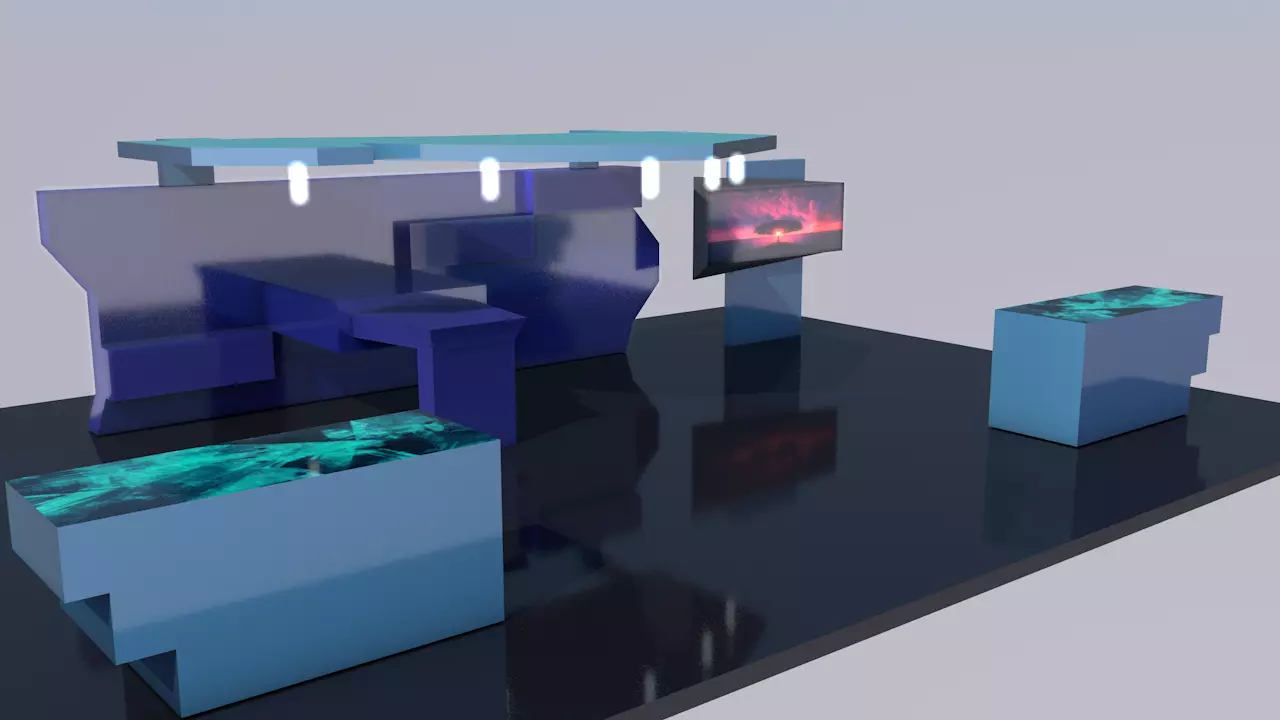 3d exhibition stand Low-poly 3D model_0