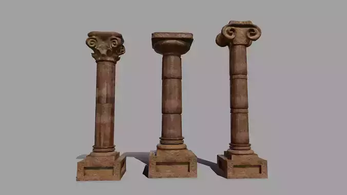 Pillar Set of three wooden columns