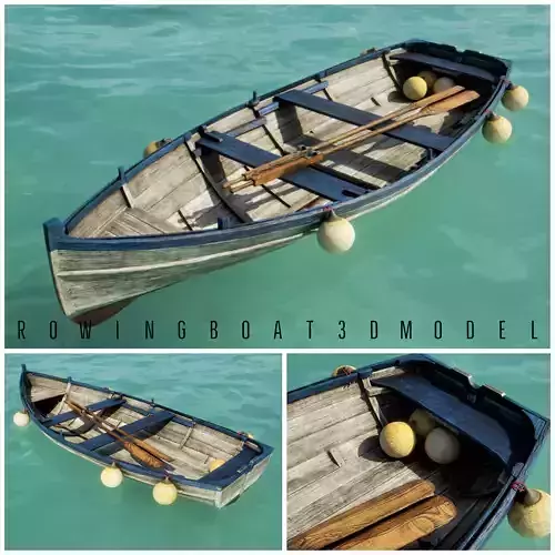 Old Fishing Rowing Boat 3D model
