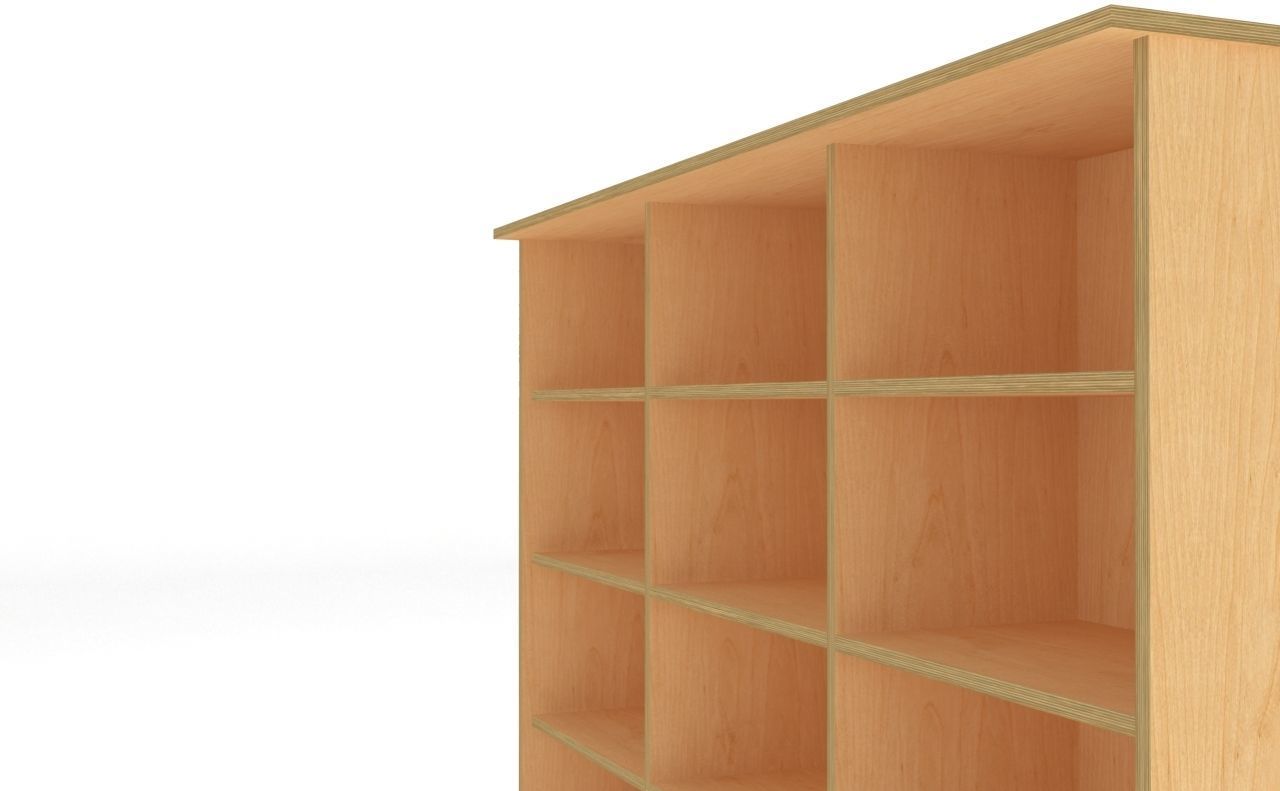 lowpoly bookshelf 3 plywood Low-poly 3D model_13