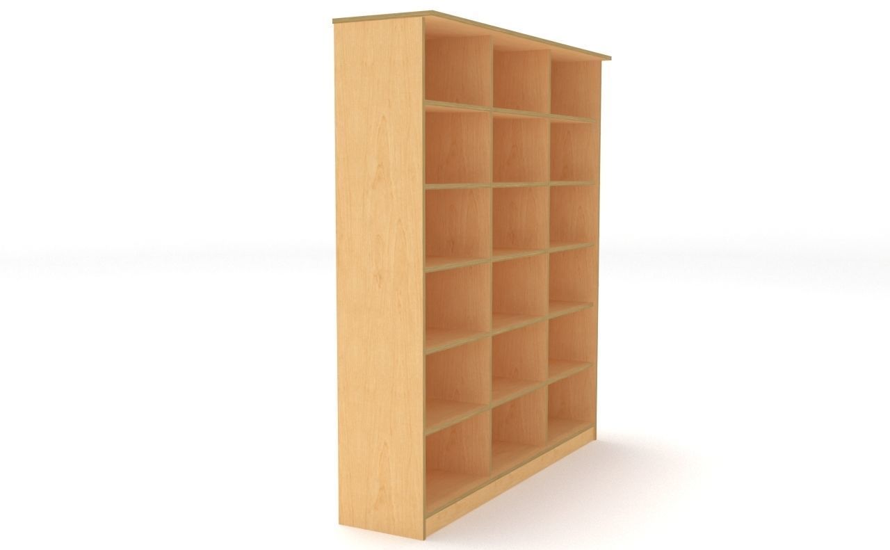 lowpoly bookshelf 3 plywood Low-poly 3D model_4