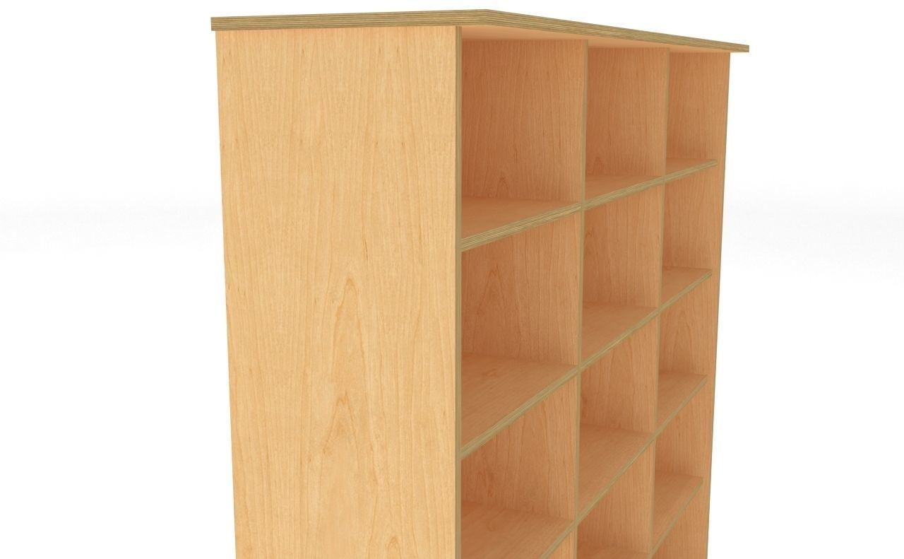 lowpoly bookshelf 3 plywood Low-poly 3D model_12