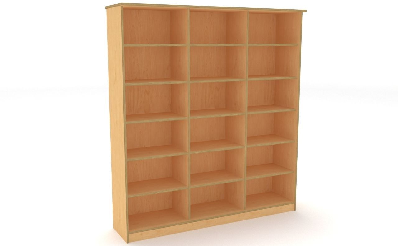 lowpoly bookshelf 3 plywood Low-poly 3D model_2