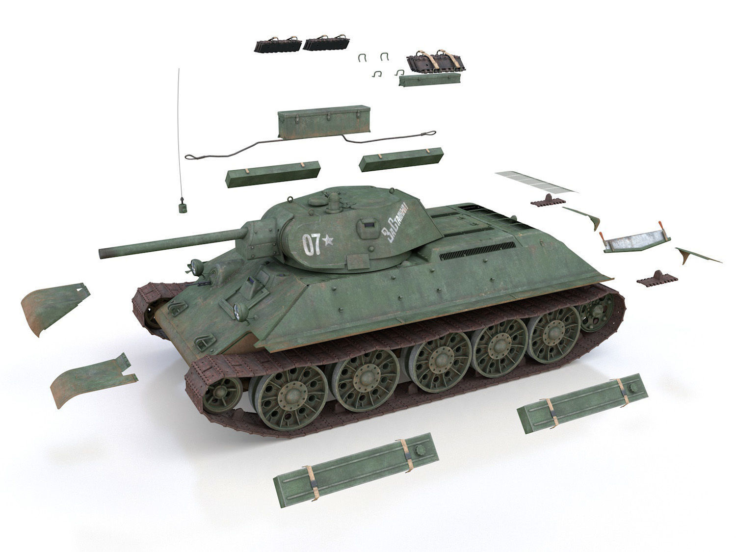 T-34-76 - Model 1941 -Soviet medium tank - 07 3D model_11
