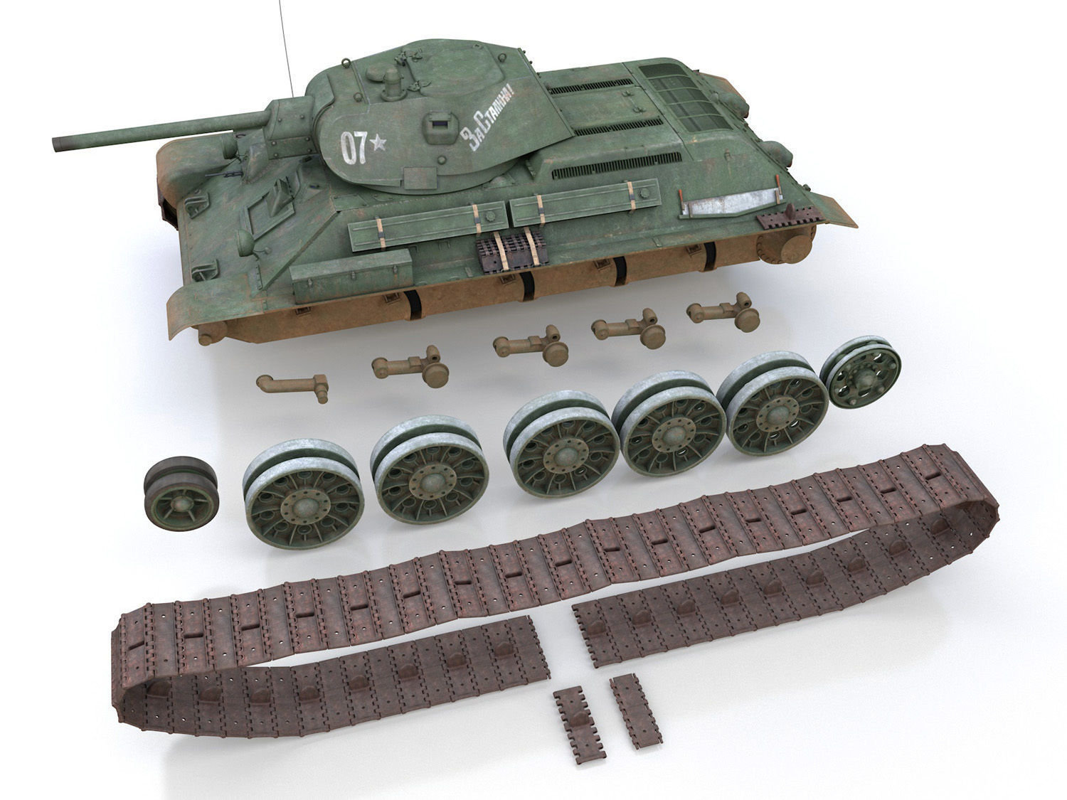 T-34-76 - Model 1941 -Soviet medium tank - 07 3D model_10