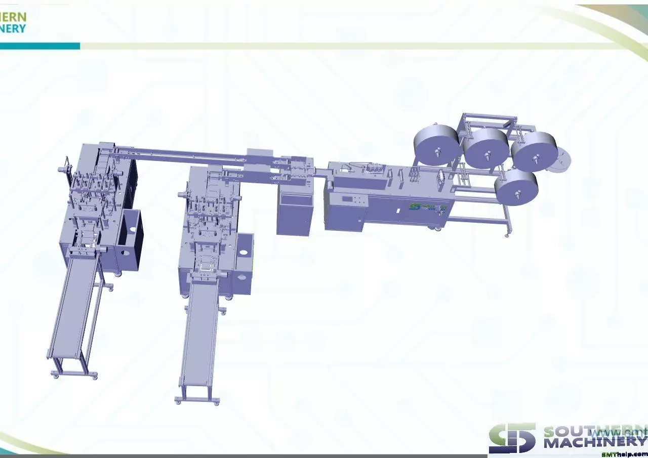 Flat Type Disposable Nonwoven Face Mask Machine 3D model_0