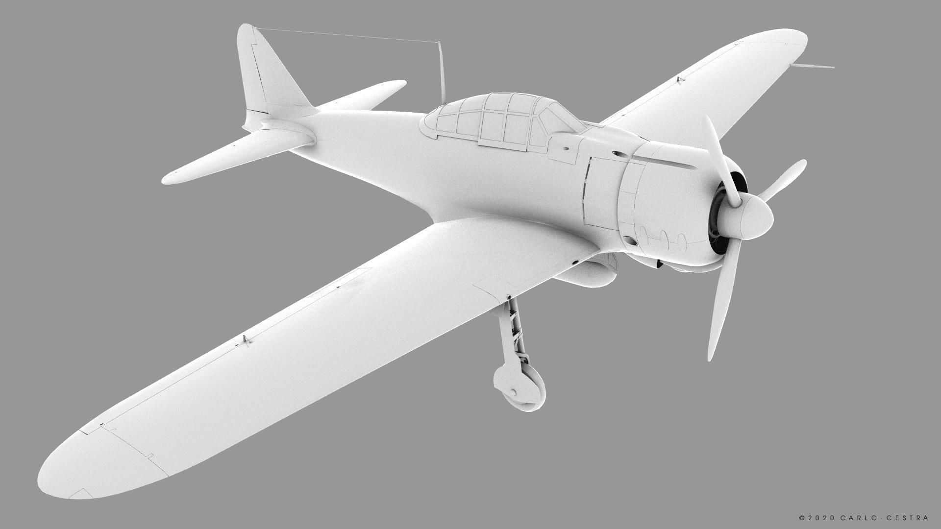 A6M2 Type0 Model11 Serial 3-112 - Rigged Low-poly 3D model_19
