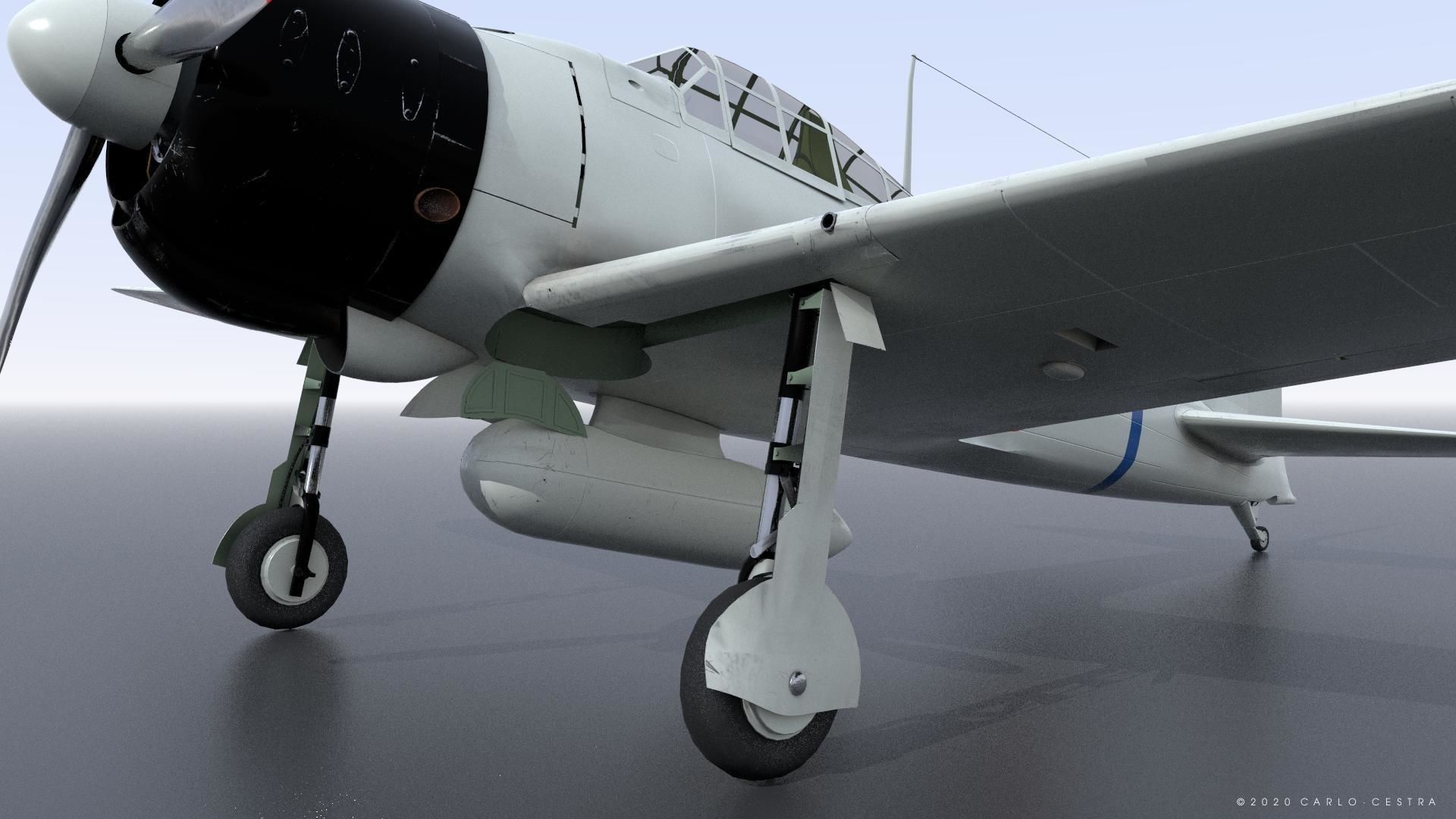 A6M2 Type0 Model11 Serial 3-112 - Rigged Low-poly 3D model_9
