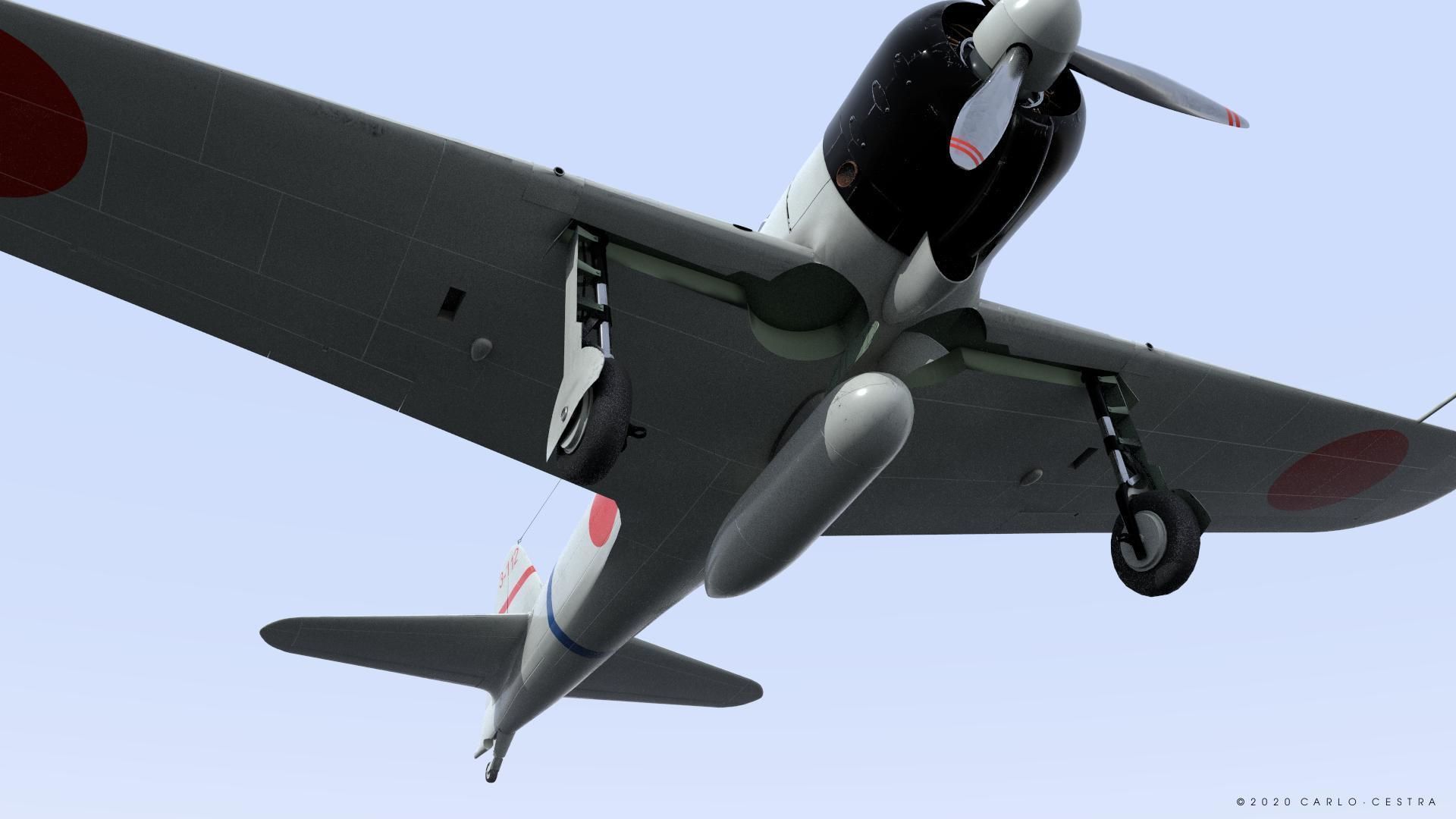 A6M2 Type0 Model11 Serial 3-112 - Rigged Low-poly 3D model_17