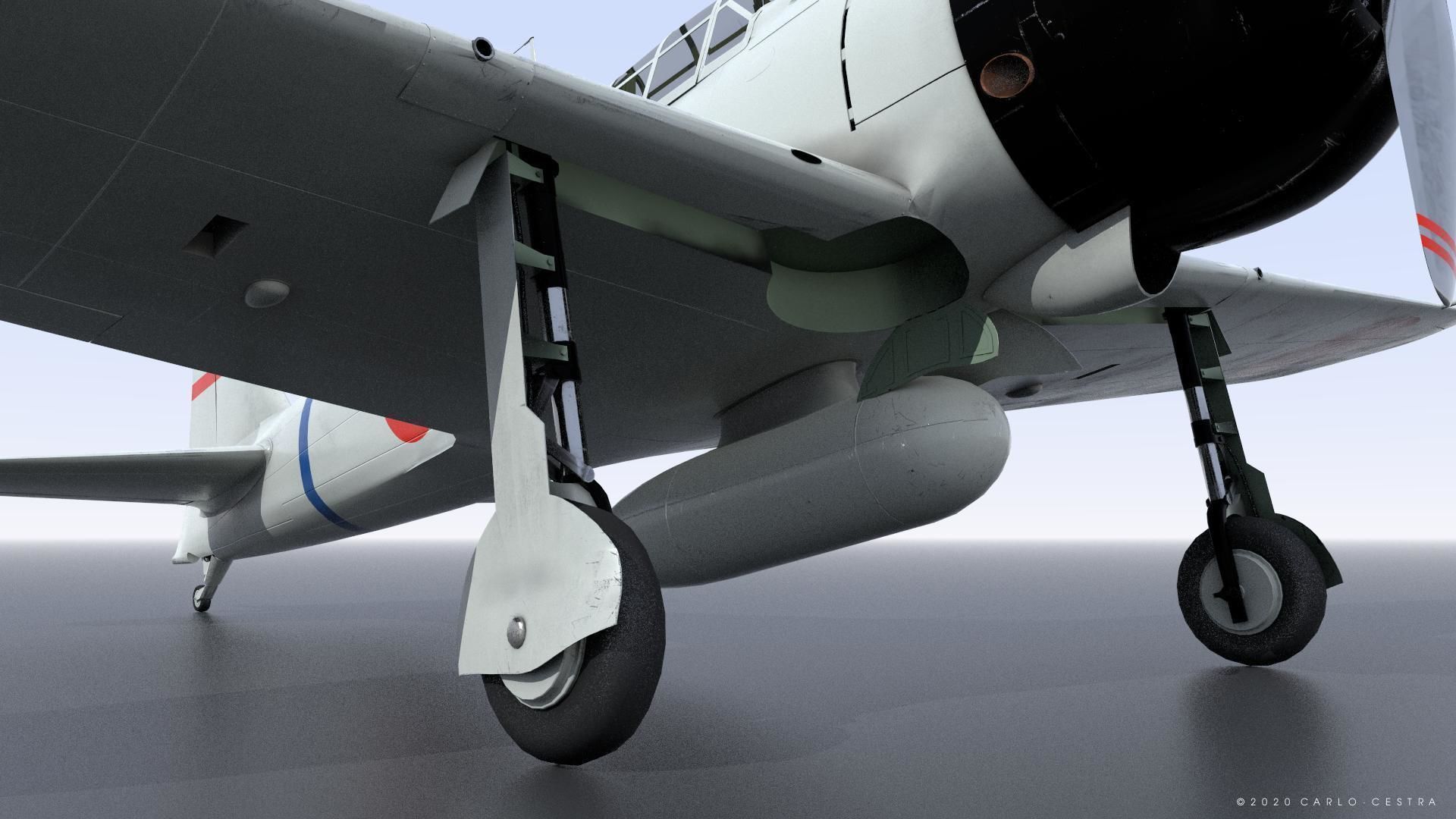 A6M2 Type0 Model11 Serial 3-112 - Rigged Low-poly 3D model_8