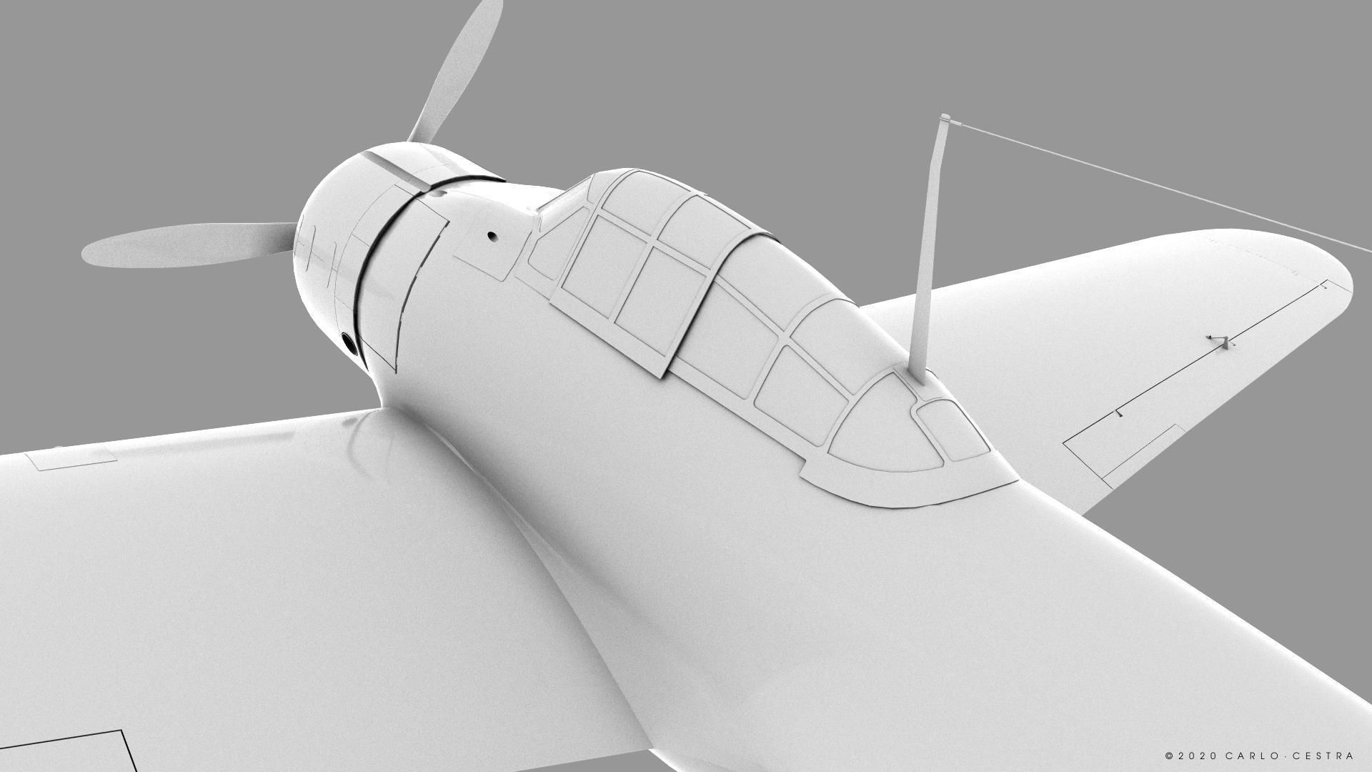 A6M2 Type0 Model11 Serial 3-112 - Rigged Low-poly 3D model_28