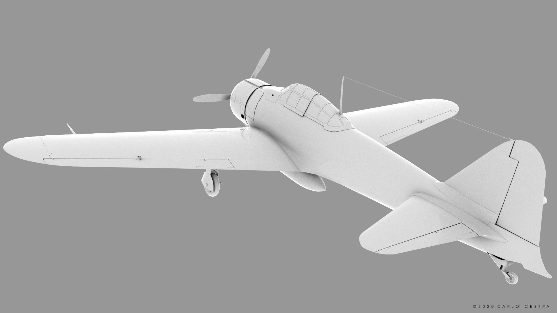 A6M2 Type0 Model11 Serial 3-112 - Rigged Low-poly 3D model_21