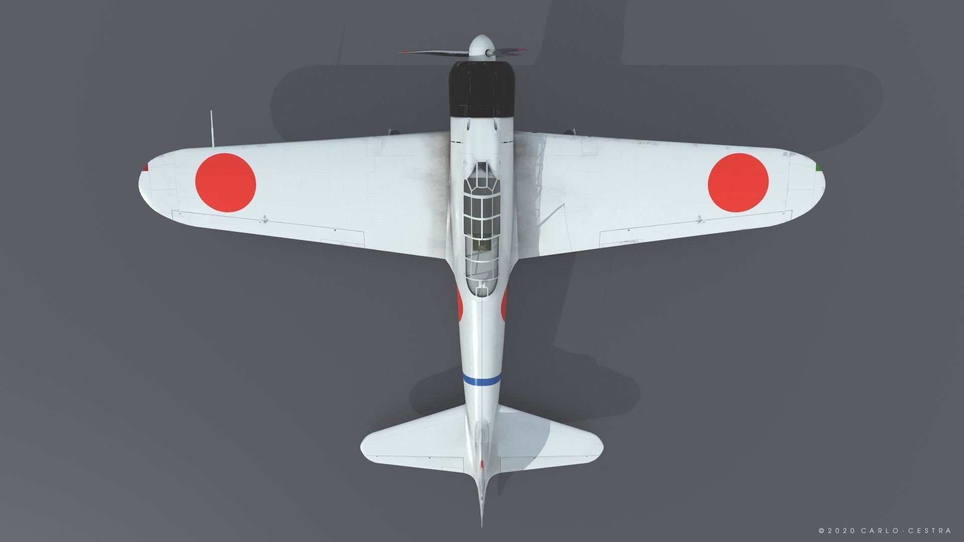 A6M2 Type0 Model11 Serial 3-112 - Rigged Low-poly 3D model_16