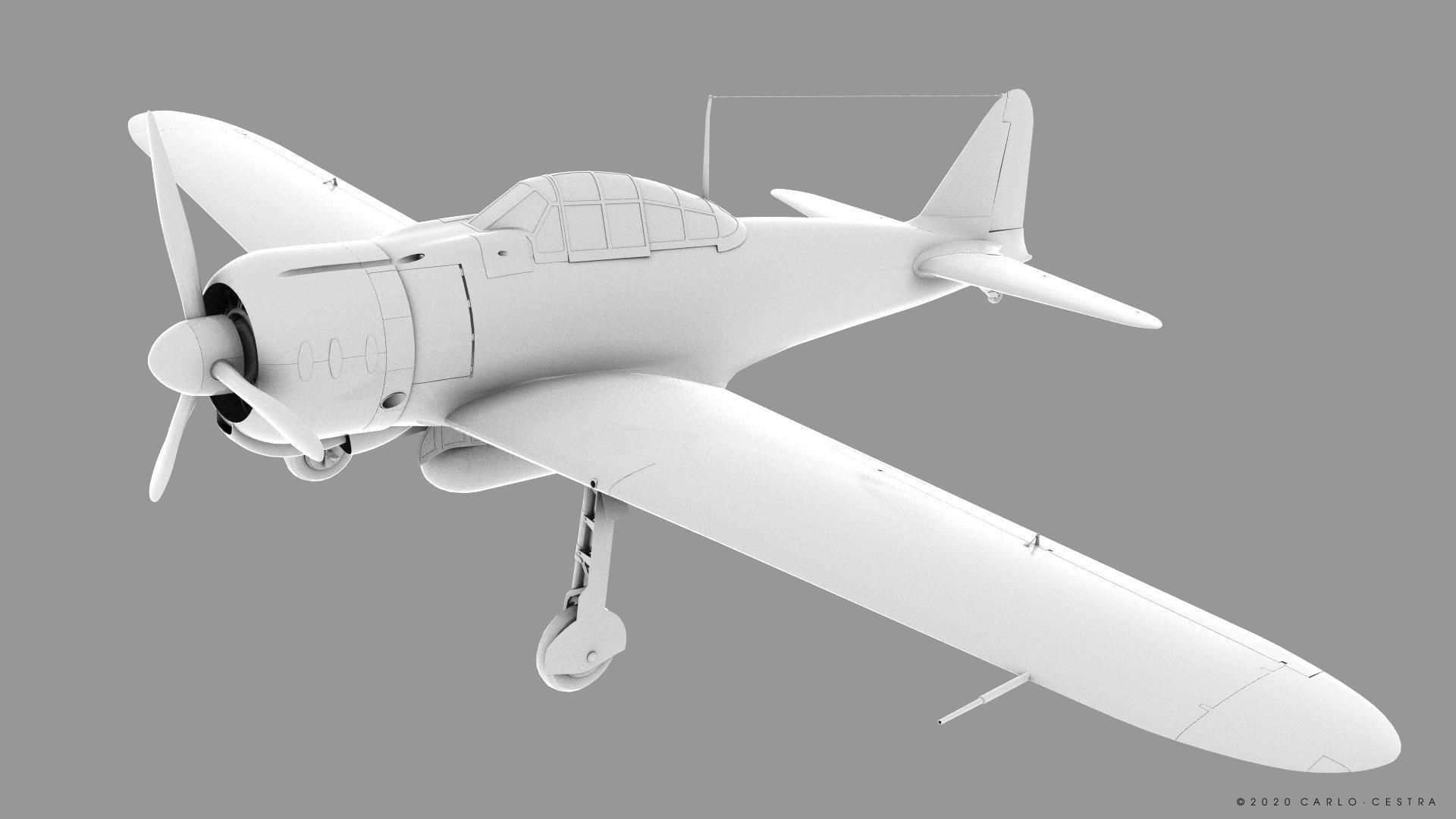 A6M2 Type0 Model11 Serial 3-112 - Rigged Low-poly 3D model_22