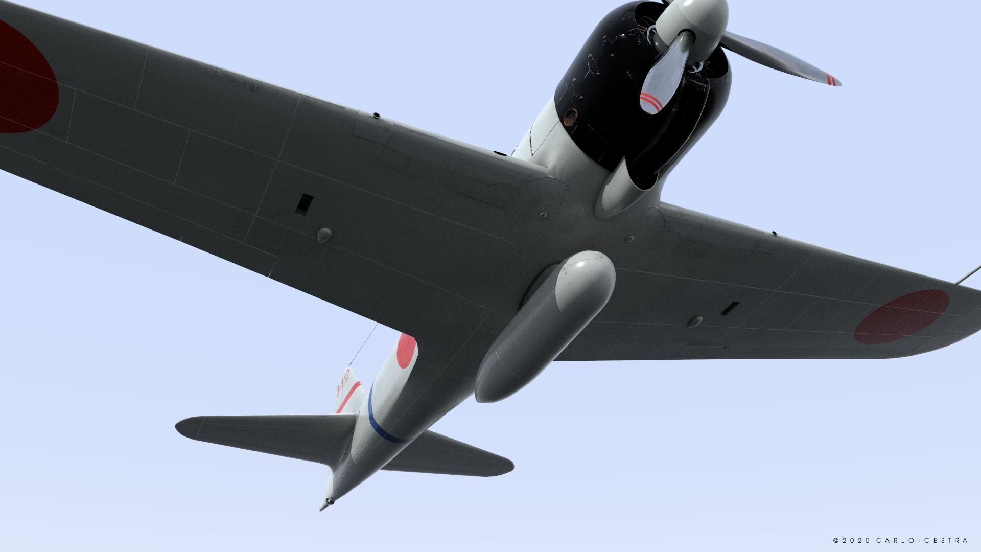 A6M2 Type0 Model11 Serial 3-112 - Rigged Low-poly 3D model_18