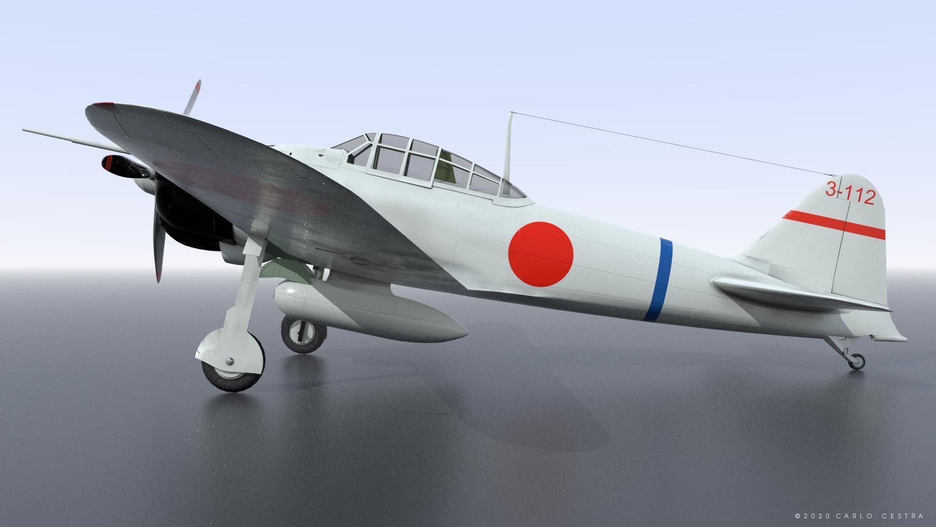 A6M2 Type0 Model11 Serial 3-112 - Rigged Low-poly 3D model_14