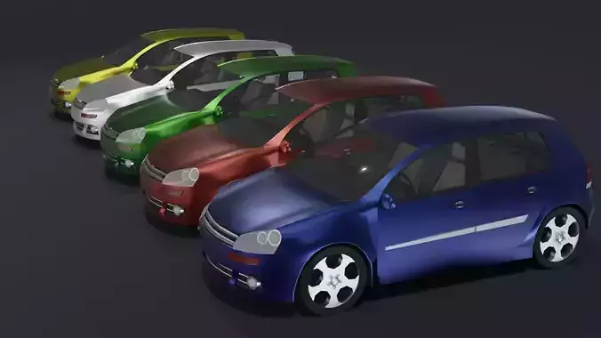 Generic Hatchback Car With Interior Lowpoly 3D Model