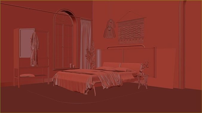 scandinavian bedroom scene 3D model 3D model 5