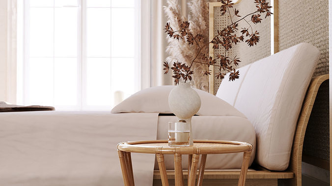 scandinavian bedroom scene 3D model 3D model 4