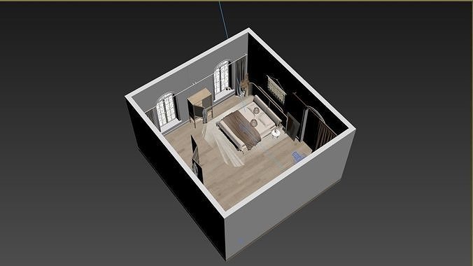 scandinavian bedroom scene 3D model 3D model 7