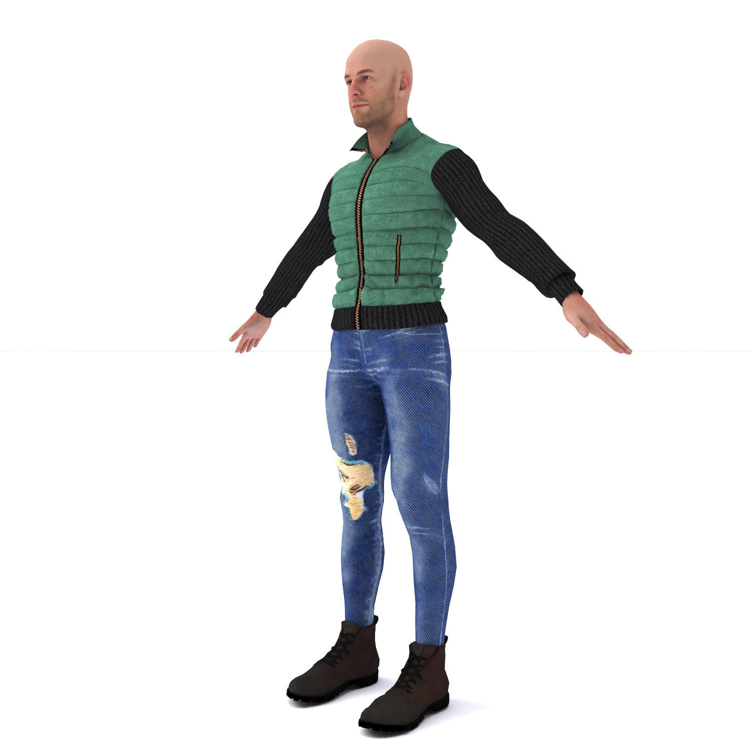 3d realistic man character with clothing 3D model_1