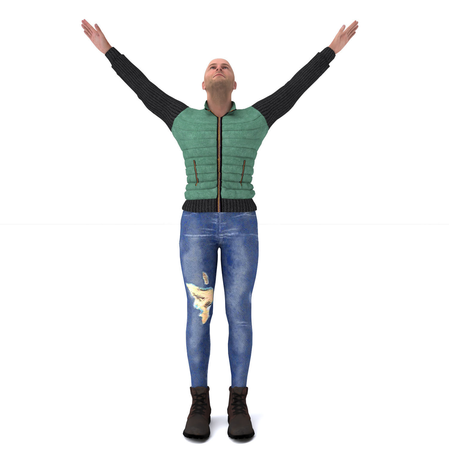 3d realistic man character with clothing 3D model_3