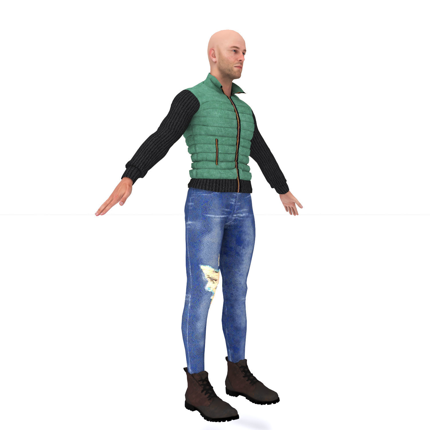 3d realistic man character with clothing 3D model_13