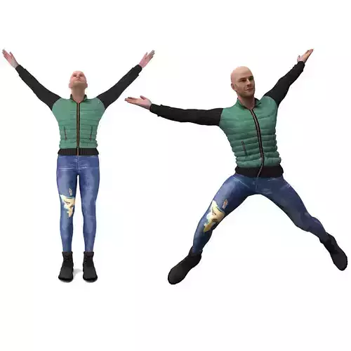 3d realistic man character with clothing 