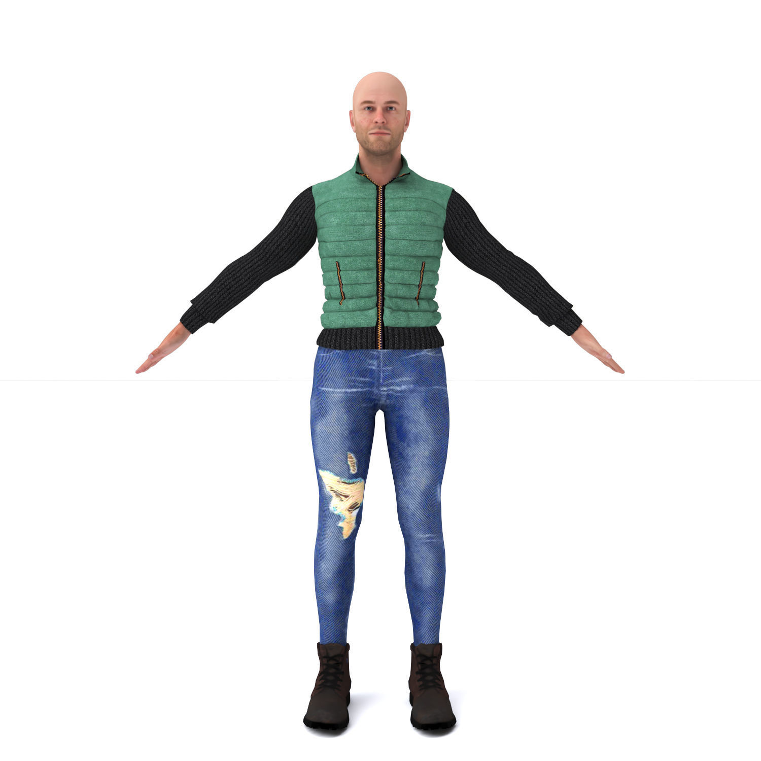 3d realistic man character with clothing 3D model_11