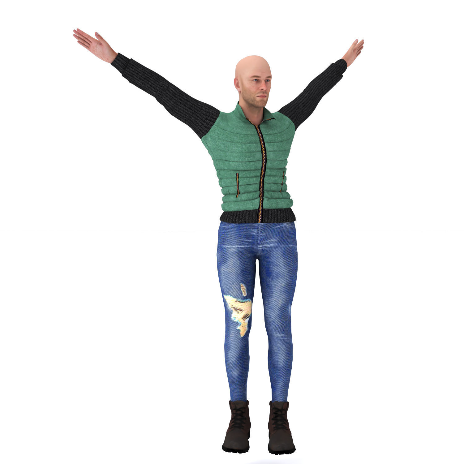 3d realistic man character with clothing 3D model_2