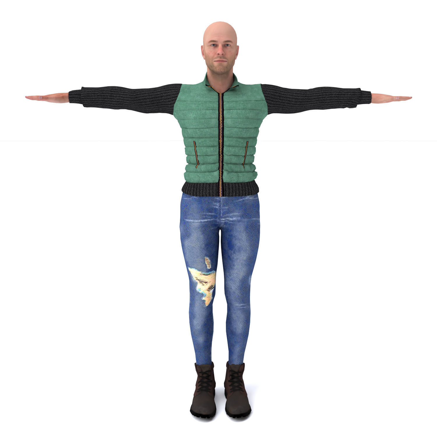 3d realistic man character with clothing 3D model_12