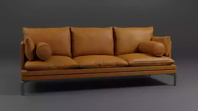 Designer Couch Leather and White Cloth 3D model