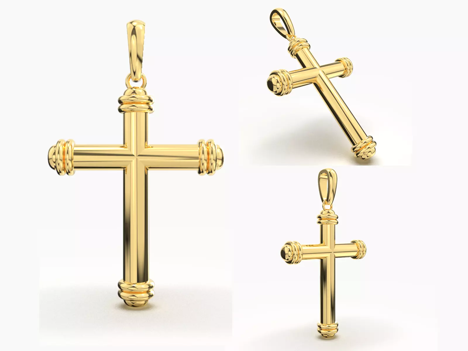 JESUS CROSS GOLD PENDANT 3D print model_0