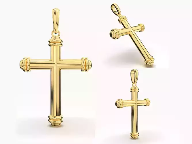 JESUS CROSS GOLD PENDANT 3D print model