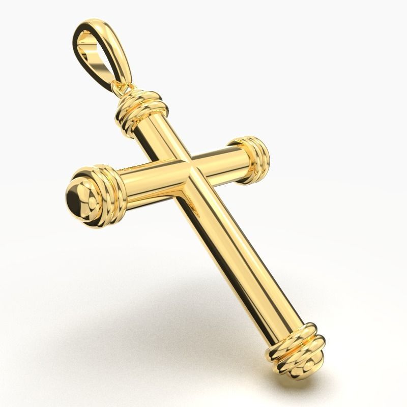 JESUS CROSS GOLD PENDANT 3D print model_4