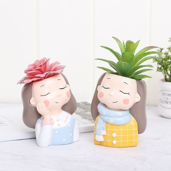 Pack combo 2 Cute girls planter for 3D printing 3D print model_3