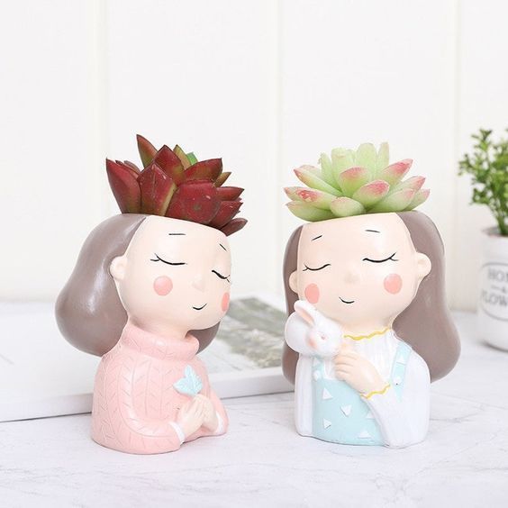Pack combo 2 Cute girls planter for 3D printing 3D print model_22