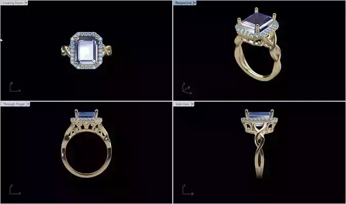 Engagement 5 emerald cut ring