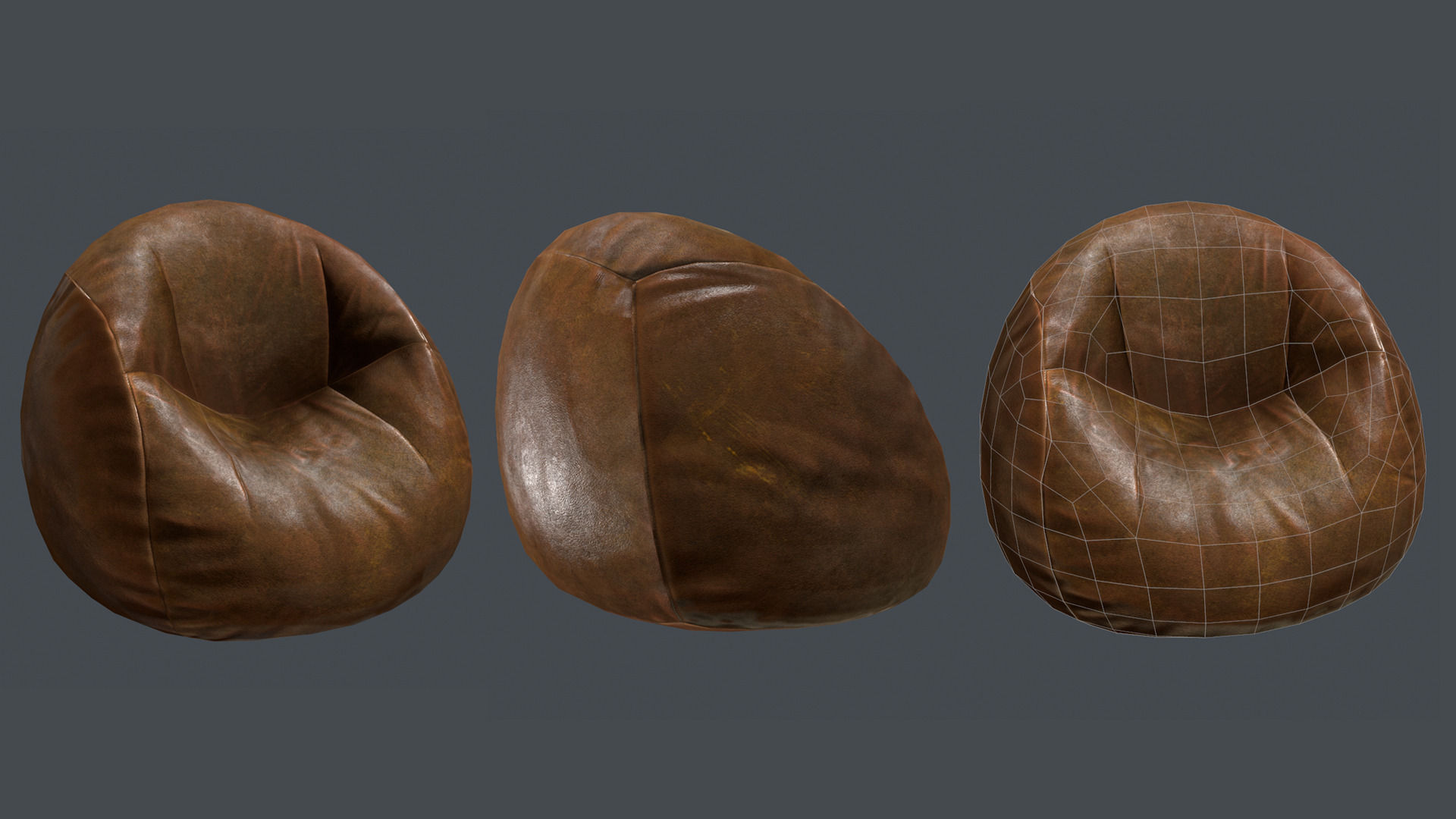 Bean Bag Low-poly 3D model_1